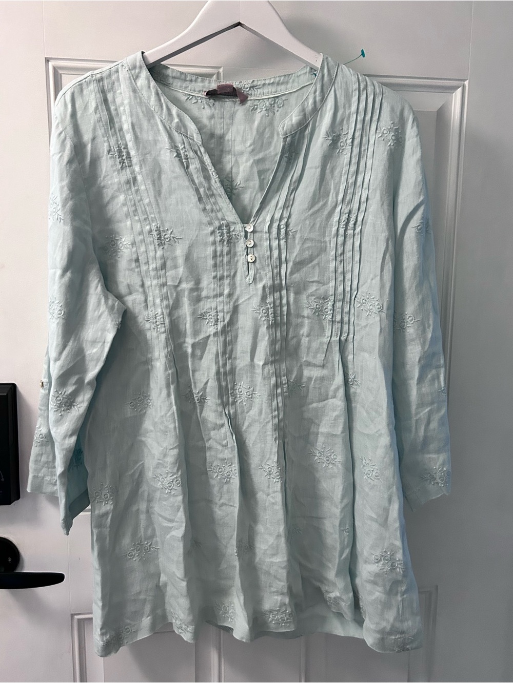 Saint Tropez West Light Blue Embroidered Cotton Tunic